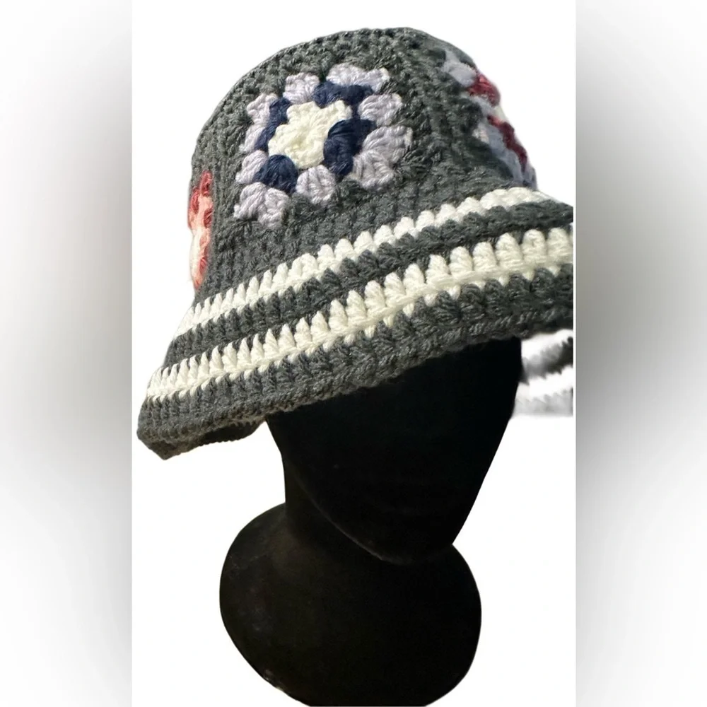 NEW Hand Crochet Boho Unisex Granny Squares Bucket Hat